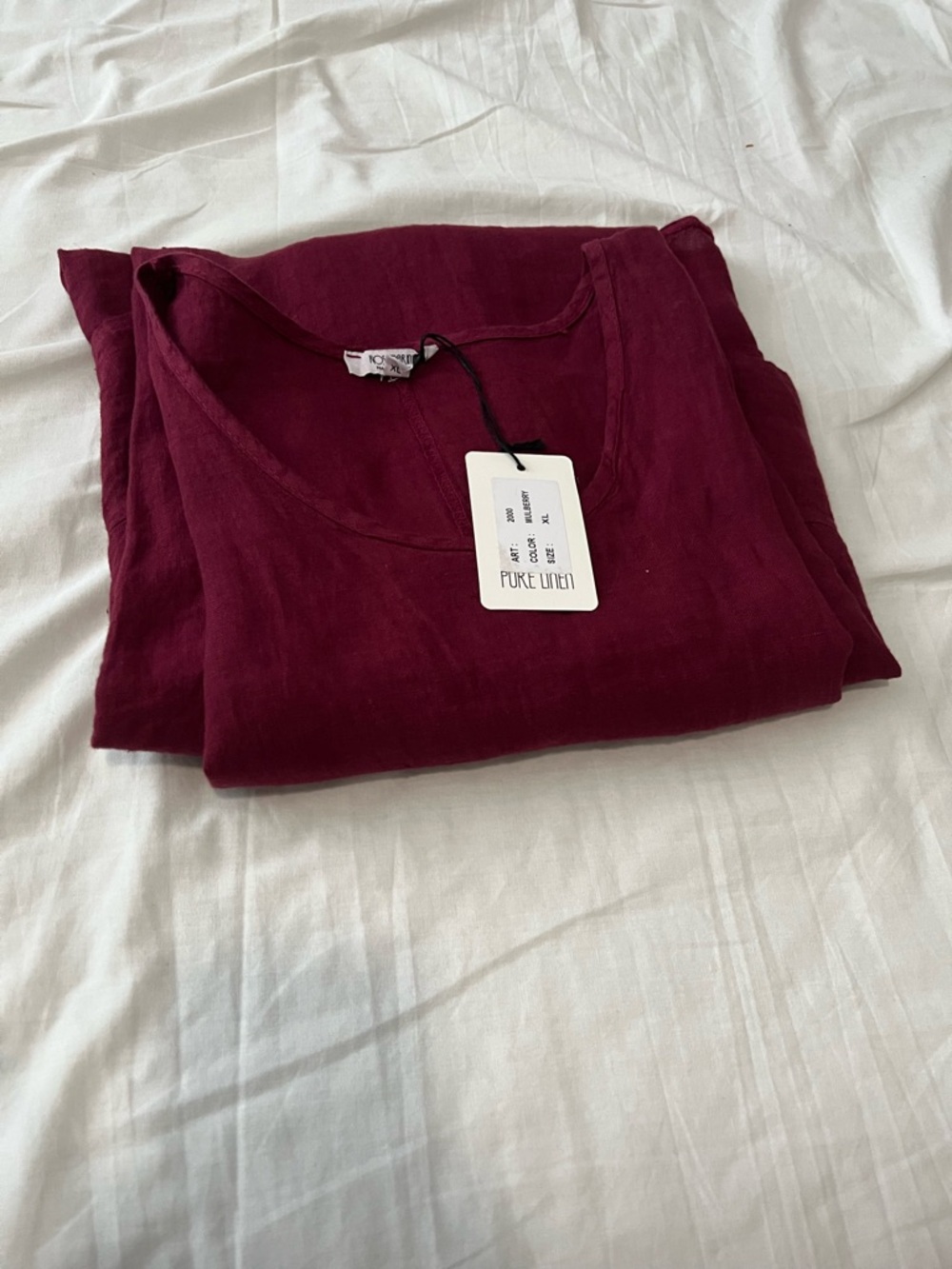 Rosemarine Pure Linen Women’s Midi Dress in Deep Wine